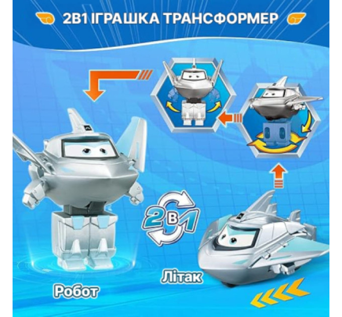Super Wings Фігурка Super Wings трансформер Transform-a-Bots Травер (Traver), 5 см (EU780032)