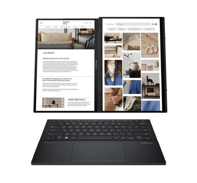 ASUS computers Ноутбук ASUS Zenbook Duo UX8406CA-QL047X 14" FHD Touch OLED, Intel Ultra 9 285H, 32GB, F2TB, UMA, Win11P, Сірий