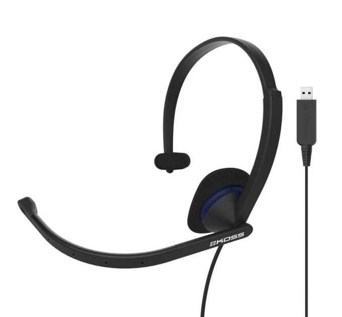 Koss Гарнітура комп'ютерна моно On-Ear Koss CS195, USB, Uni Mic, 2.4м, Чорний
