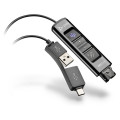 Poly Перехідник Poly DA85-M USB > QD з вбудованим пультом керування для гарнітур EncorePro, USB-A, USB-C, Microsoft Teams, чорний