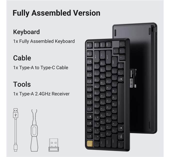 Keychron Клавіатура механічна Keychron J1 82Key, K pro Red, WL/BT/USB-A, QMK, Hot-swap, EN/UKR, RGB, чорний