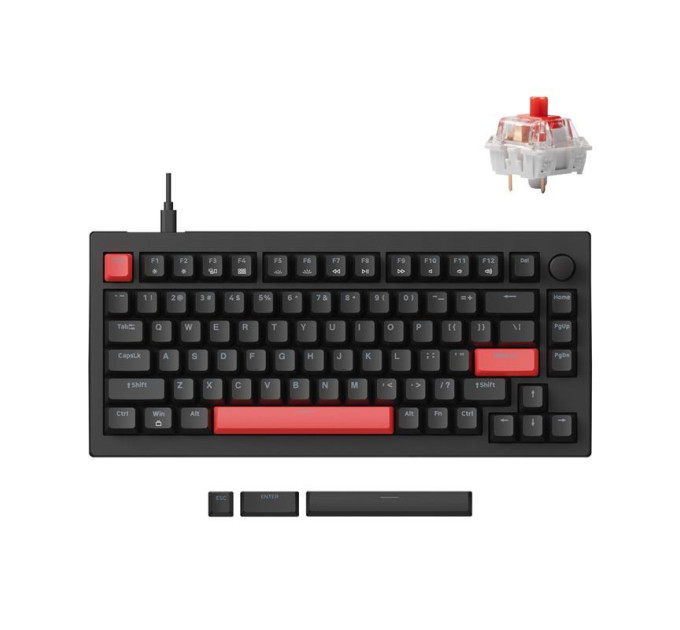 Lemokey Клавіатура механічна Lemokey X4 84Key, Keychron Brown, USB-A, QMK/VIA, Hot-Swap, EN/UKR, RGB, чорний
