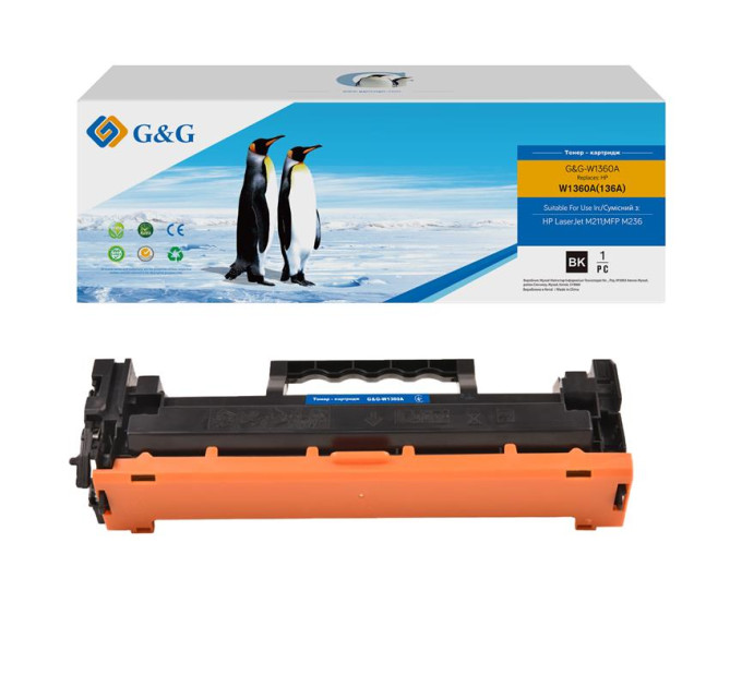 G&G Картридж G&G до HP 136A LJ M211/M212/M236 Black (1150 стор) - чіп без лічильника!