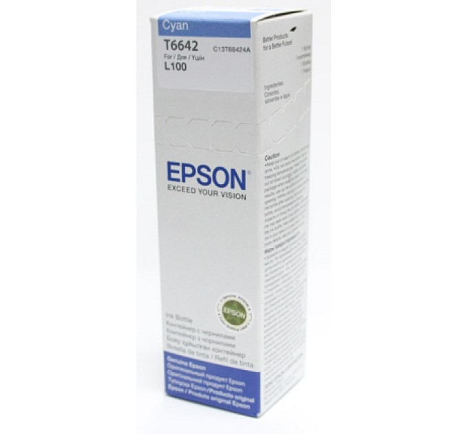 EPSON supplies Контейнер з чорнилом Epson T6642 EcoTank L110/L120/L121/L1300/L1455/L210/L300/L3050/L3060/L3070/L355/L382/L386/L486/L550/L605/L655/L364/L132/L222/L312/L366/L456/L566 cyan