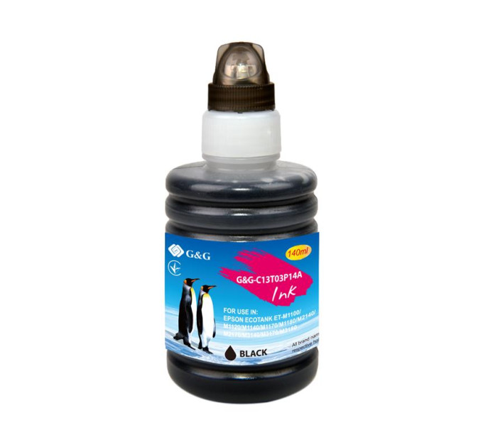 G&G Контейнер з чорнилом G&G до Epson M1100/M1120/M1140/M1180/M2140/M3140/M3170/M3180/M1170/M2170 black pig. XL (6000 стор) 140мл