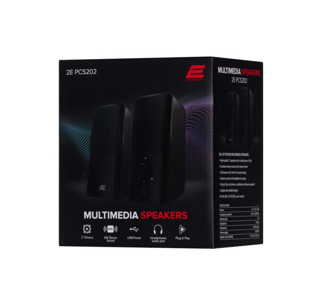 2E Акустична система 2E PCS202 Black (2E-PCS202BK)