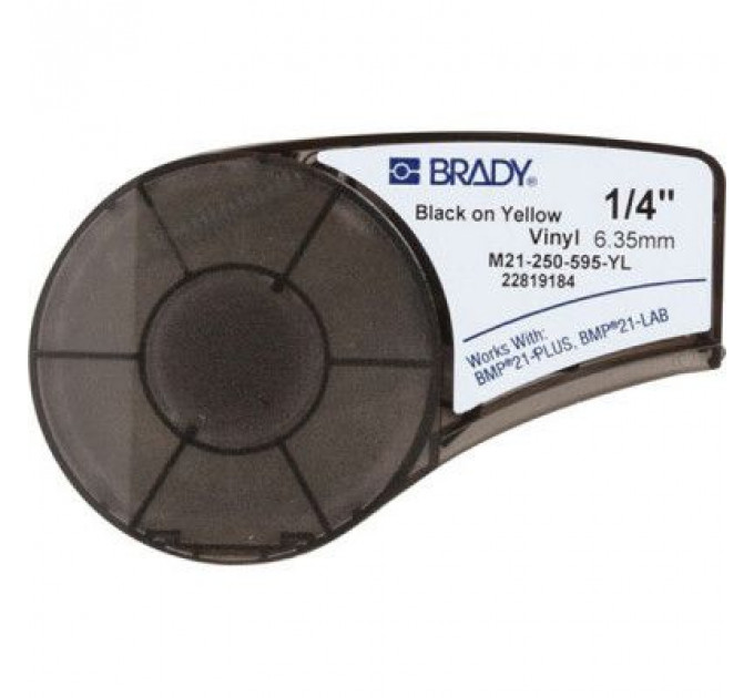 Стрічка для принтера етикеток Brady M21-250-595-YL, vinyl, 6.35mm/6.4m. Black on Yellow (M21-250-595-YL)