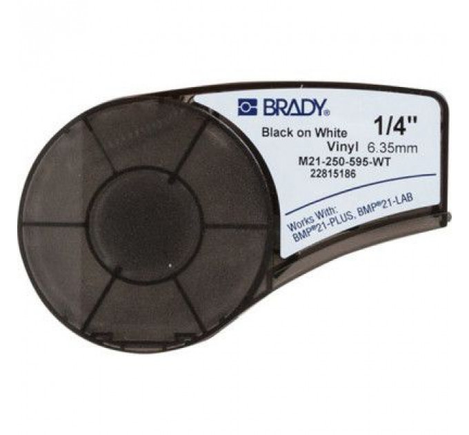 Стрічка для принтера етикеток Brady M21-250-595-WT, vinyl, 6.35mm/6.4m. Black on White (M21-250-595-WT)