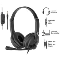 Гарнітура ПК стерео On-ear 2E CH12 mini-jack, omni-mic, 1.2м, чорний