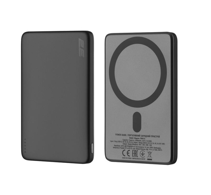 2E Mobile аccessories Акумулятор портативний літій-іонний Power Bank 2E Slim Wireless QI 5000мА·год, 18Вт, PD, сірий