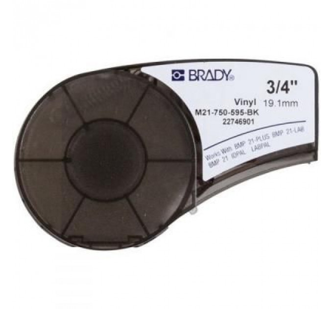 Стрічка для принтера етикеток Brady вініл, 19.05mm/6.4m. білий на чорному (M21-750-595-BK)