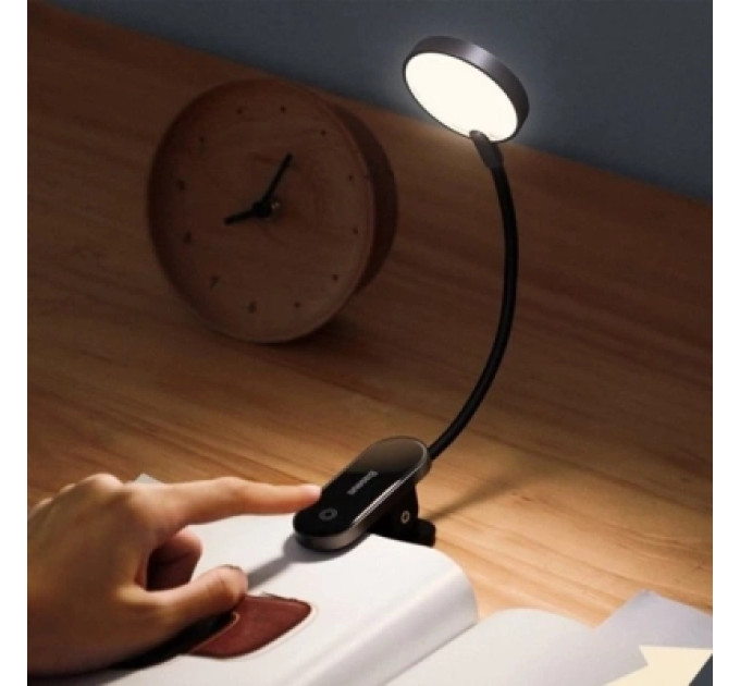 Baseus Настільна лампа Baseus Comfort Reading Mini Clip Lamp with battery Dark Gray (DGRAD-0G)