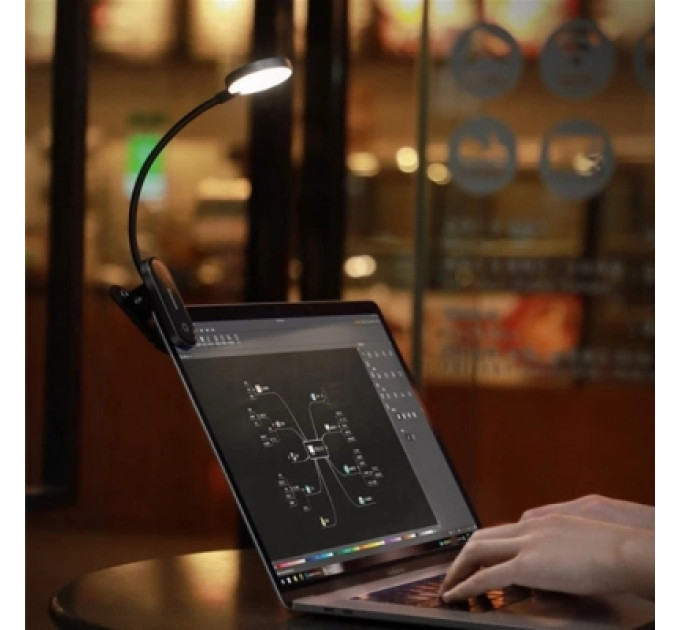 Baseus Настільна лампа Baseus Comfort Reading Mini Clip Lamp with battery Dark Gray (DGRAD-0G)