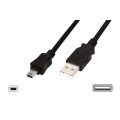 DIGITUS Retail Кабель DIGITUS USB-A > mini USB заряджання/синхронізації, 1.8м, чорний