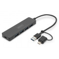 DIGITUS Retail Хаб DIGITUS USB-A/C > 4хUSB-А, 0,2 м, активний (опція)