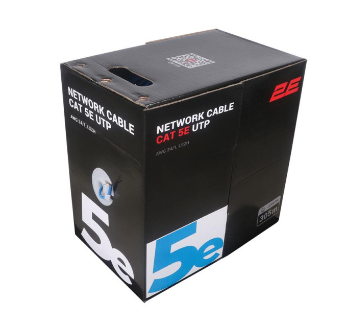 2E Network SCS Кабель "вита пара" 2E CAT 5e, U-UTP, 305м, AWG 24/1, LSZH, синій