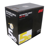 Кабель "вита пара" 2E CAT 5e, U-UTP, 305м, AWG 24/1, LSZH, жовтий