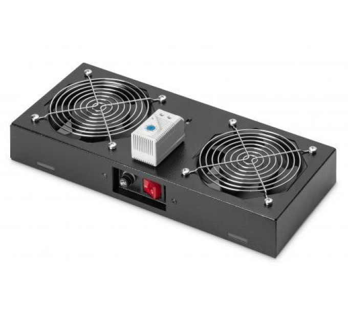 DIGITUS SCS Блок вентиляторів DIGITUS 19" Roof Wall Mount, 2 fans, thermostat, RAL 9005