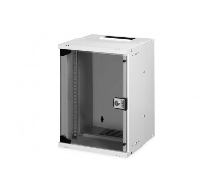DIGITUS SCS Шафа DIGITUS 10", 9U, SOHO PRO, скляні двері, 315x300 мм, 30кг максимально, сіра