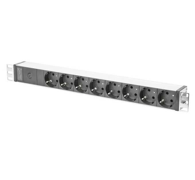 DIGITUS SCS Пристрій розподілу електроживлення DIGITUS 1U, 8xSchuko, 10A, 250V, запобіжник, вилка C14