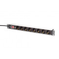 DIGITUS SCS Пристрій розподілу електроживлення DIGITUS 1U, 8xSchuko, 16A, 250V, вимикач, запобіжник, вилка Schuko