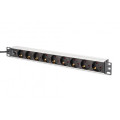 DIGITUS SCS Пристрій розподілу електроживлення DIGITUS 1U, 8xSchuko, 10A, 250V, запобіжник, вилка C14