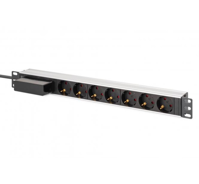DIGITUS SCS Пристрій розподілу електроживлення DIGITUS 1U, 7xSchuko, 16A, 250V, автомат, вилка Schuko