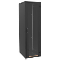 Шафа ZPAS 19", 24U, SZB IT, передні скляні двері, 600x600 мм, максимально 1000кг, чорна