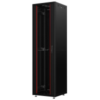 Шафа MIRSAN 19", 12U, GTN SERVER, склянні двері, 600x1000 мм, максимально 1000 кг, чорна