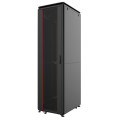Mirsan Шафа MIRSAN 19", 22U, GTV, скляні двері, 600x1000 мм, максимально 2000 кг, чорна