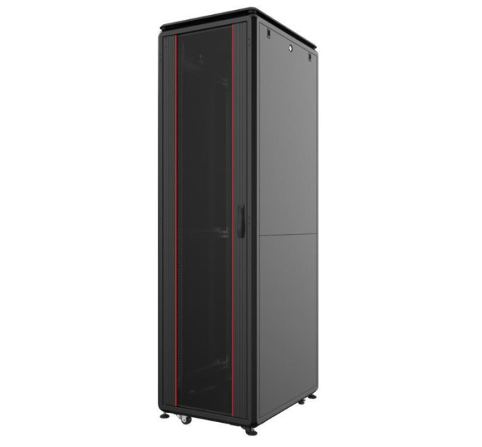 Mirsan Шафа MIRSAN 19", 22U, GTV, скляні двері, 600x1000 мм, максимально 2000 кг, чорна