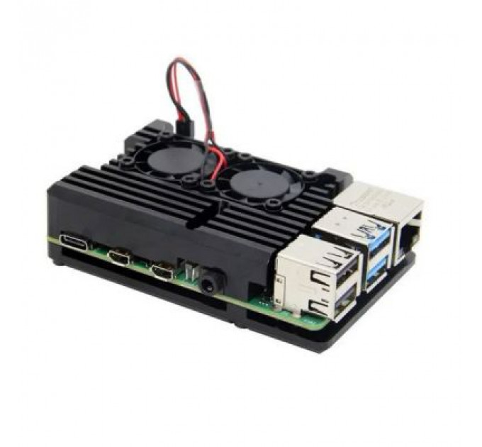 Додаткове обладнання до промислового ПК Raspberry Pi радіатор для 4B алюмінієвий з 2 кулерами (RA503)