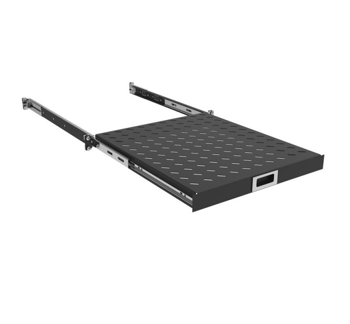 Zpas Полиця ZPAS 19", 1U, висувна, глибиною 450-550 мм, чорна