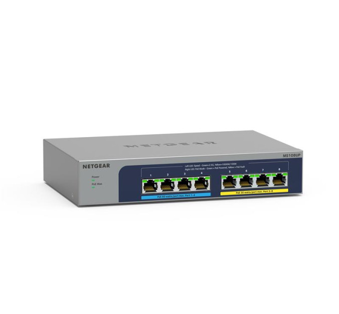 NETGEAR SMB Комутатор NETGEAR MS108UP 8x2.5GE PoE, 230Вт, Некерований