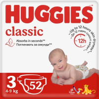 Підгузки Huggies Classic 3 (4-9кг) Jumbo 52 шт (5029053579788)