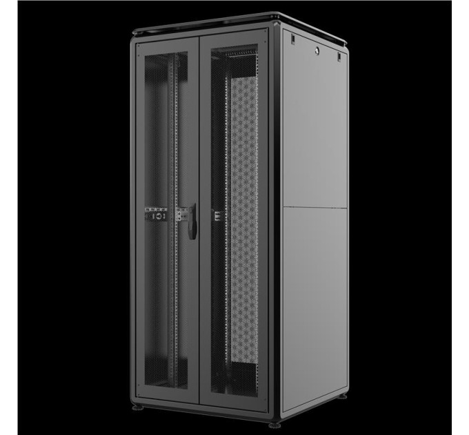 Mirsan Шафа MIRSAN 19", 42U, GTV, скляні двері, 800x1000 мм, максимально 2000 кг, чорна