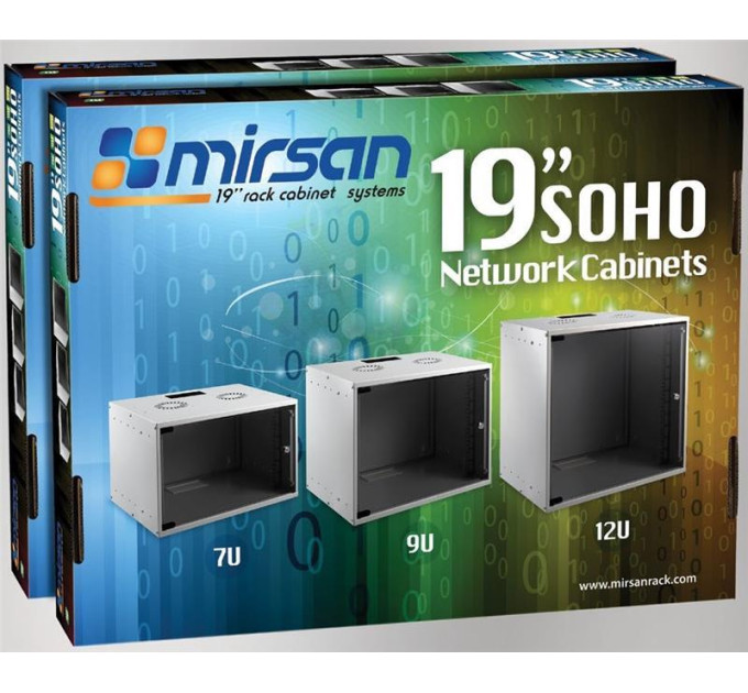 Mirsan Шафа MIRSAN 19", 9U, SOHO, 535x300 мм, максимально 30 кг, сіра