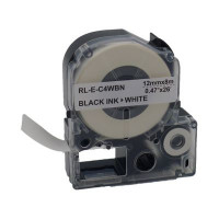 Стрічка для принтера етикеток UKRMARK RL-E-C4WBN-BK/WT, аналог LC4WBN. 12 мм х 8 м (900264)