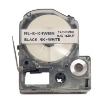 Стрічка для принтера етикеток UKRMARK RL-E-K4WBN-BK/WT, аналог LK4WBN. 12 мм х 9 м (900273)