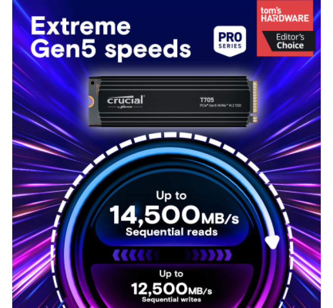 Micron Накопичувач SSD M.2 2280 1TB T705 with Heatsink Micron (CT1000T705SSD5)