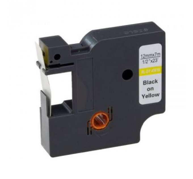 Стрічка для принтера етикеток UKRMARK RL-D-45018P-BK/YE, аналог DYMO S0720580, 12мм х 7м. (900299)