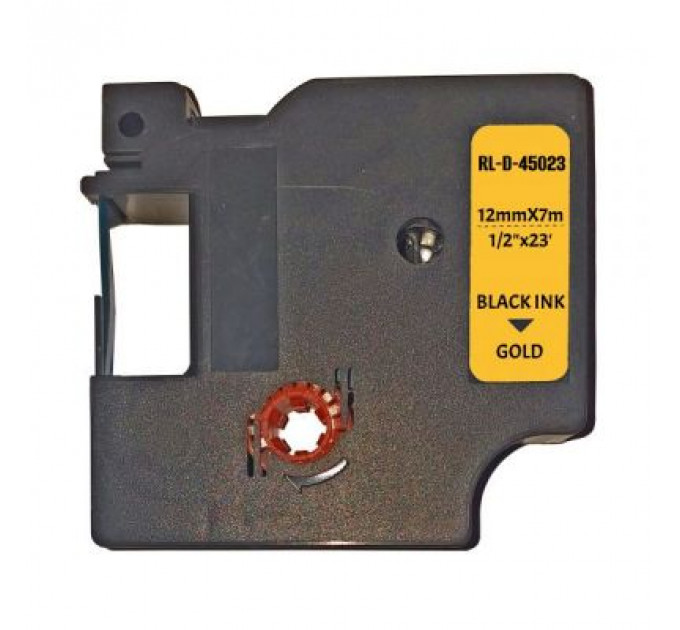 Стрічка для принтера етикеток UKRMARK RL-D-45023P-BK/GO, аналог DYMO S0720630, 12мм х 7м. (900302)