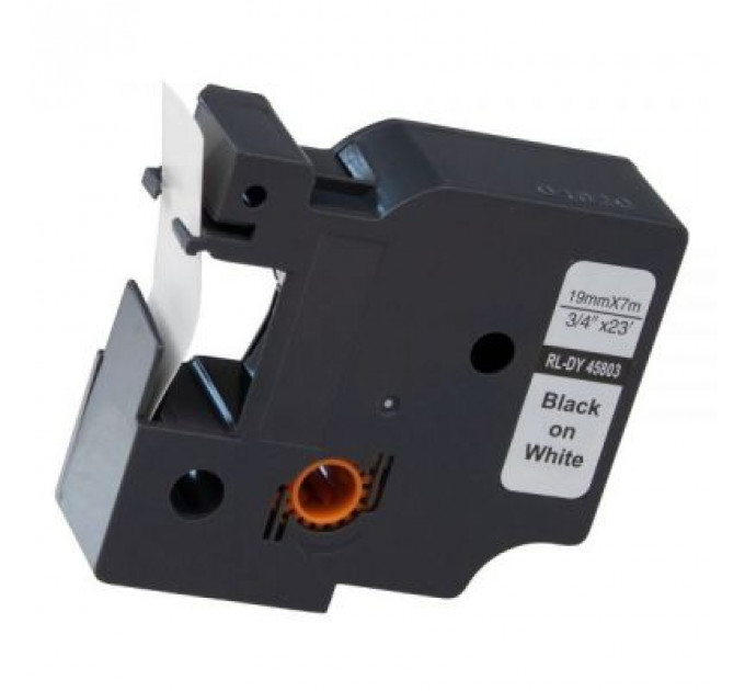 Стрічка для принтера етикеток UKRMARK RL-D-45803P-BK/WT, аналог DYMO S0720830, 19мм х 7м. (900304)