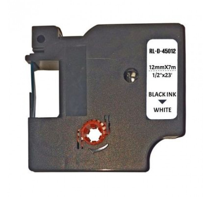 Стрічка для принтера етикеток UKRMARK RL-D-R-46012-BK/WT шовкова стрічка. для DYMO серії D1. 12мм (900308)