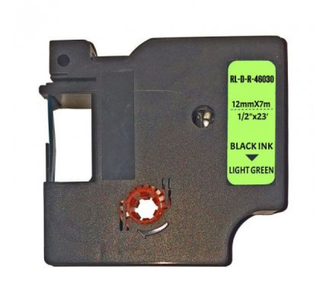 Стрічка для принтера етикеток UKRMARK RL-D-R-46030-BK/LG шовкова стрічка. для DYMO серії D1. 12мм (900311)