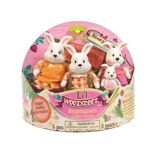 Li`l Woodzeez Набір фігурок Li'l Woodzeez Сім'я Кроликів 4од, книжка EN