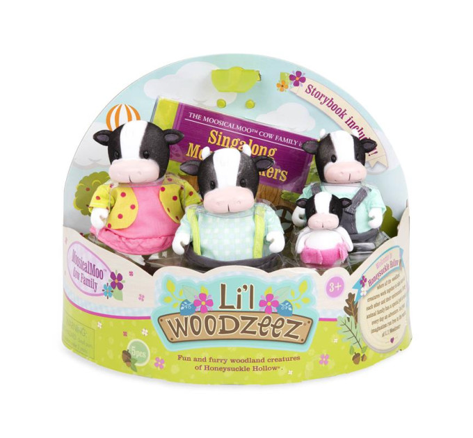Li`l Woodzeez Набір фігурок Li'l Woodzeez Сім'я Корів 4од, книжка EN