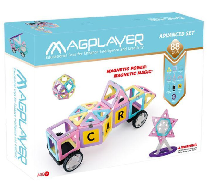 Magplayer Конструктор Magplayer магнітний набір 88ел