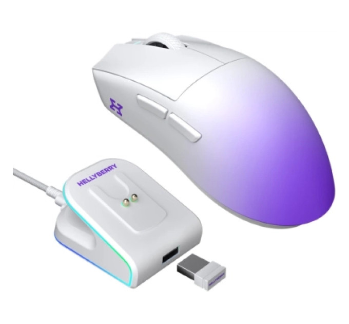 Hator Мишка Hator Hellyberry HM47 Pro RGB Wireless/Bluetooth/USB White/Violet (HM47PRO_white_violet)