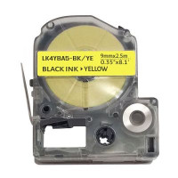 Стрічка для принтера етикеток UKRMARK E-LC3YBP-BK/YE, сумісна з Epson LC-3YBP, 12 мм х 8 м. Black on Yellow ( LC3YBP) (900370)